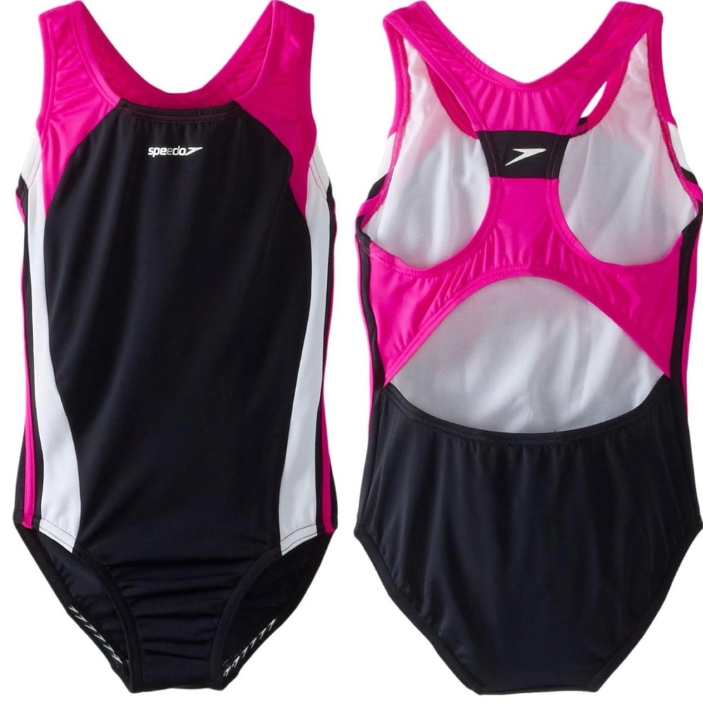 Speedo Pink and Black Swimsuit Girls Size 7